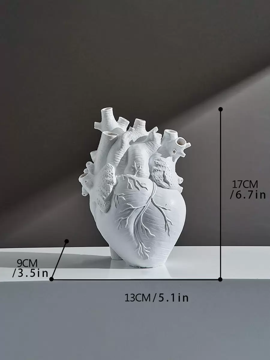 1 件古董人造心形花托，心形家居装饰桌面装饰品 - 白色 - 查看 1