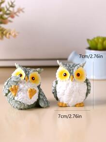 2pcs/set Polyresin Decoration Craft, Creative Owl Design Decoration Object For Home - Multicolor - View 4