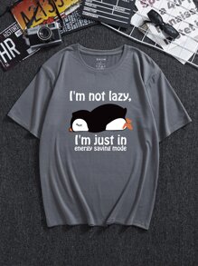 Manfinity Hypemode Men Cartoon & Slogan Graphic Tee - Grey - View 1