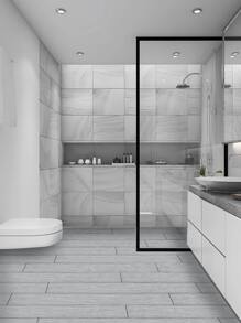 1 pieza Adhesivo de piso de PVC resistente al agua y antideslizante, con patrón de madera moderna, baldosa autoadhesiva para el hogar, adhesivos, vinilos decorativos para paredes, artículos de decoración de primavera para refrescar tu hogar, adhesivos de decoración Rama - Gris Claro - Ver 4