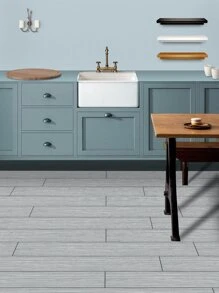 1 pieza Adhesivo de piso de PVC resistente al agua y antideslizante, con patrón de madera moderna, baldosa autoadhesiva para el hogar, adhesivos, vinilos decorativos para paredes, artículos de decoración de primavera para refrescar tu hogar, adhesivos de decoración Rama - Gris Claro - Ver 6