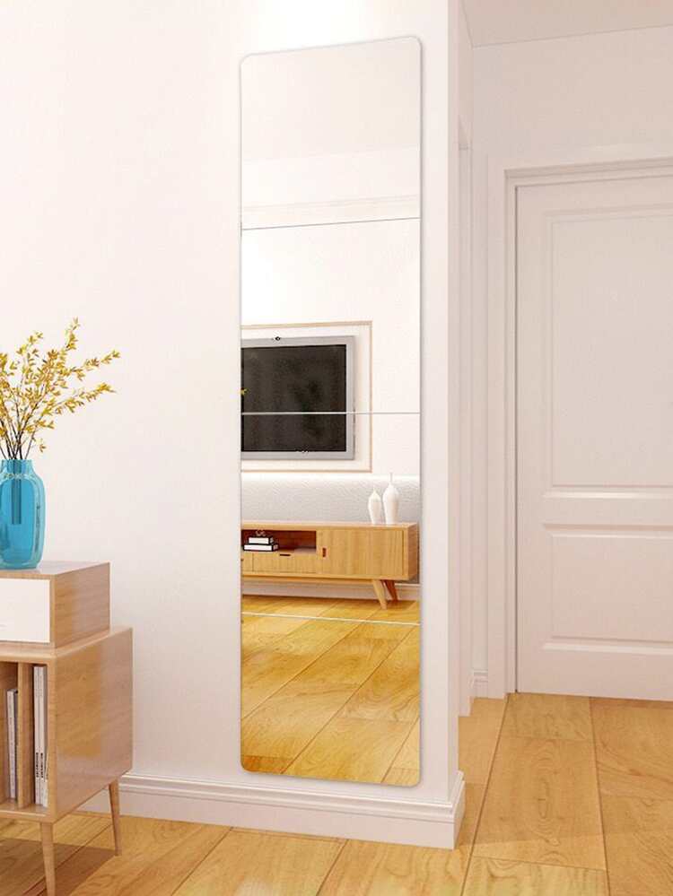 1pc PS Decorative Mirror, Minimalist Square Mirror Wall Sticker For Home - Clear - View 6