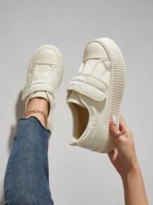 字母圖案魔術貼板鞋 - 白色 - 查看 2