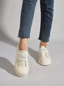 字母圖案魔術貼板鞋 - 白色 - 查看 3