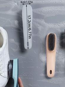 1 Bàn Chải Đánh Giày Bằng Nhựa, Thiết Kế Tay Cầm Bàn Chải Vệ Sinh Giày Cho Hộ Gia Đình - Xám - Xem 3