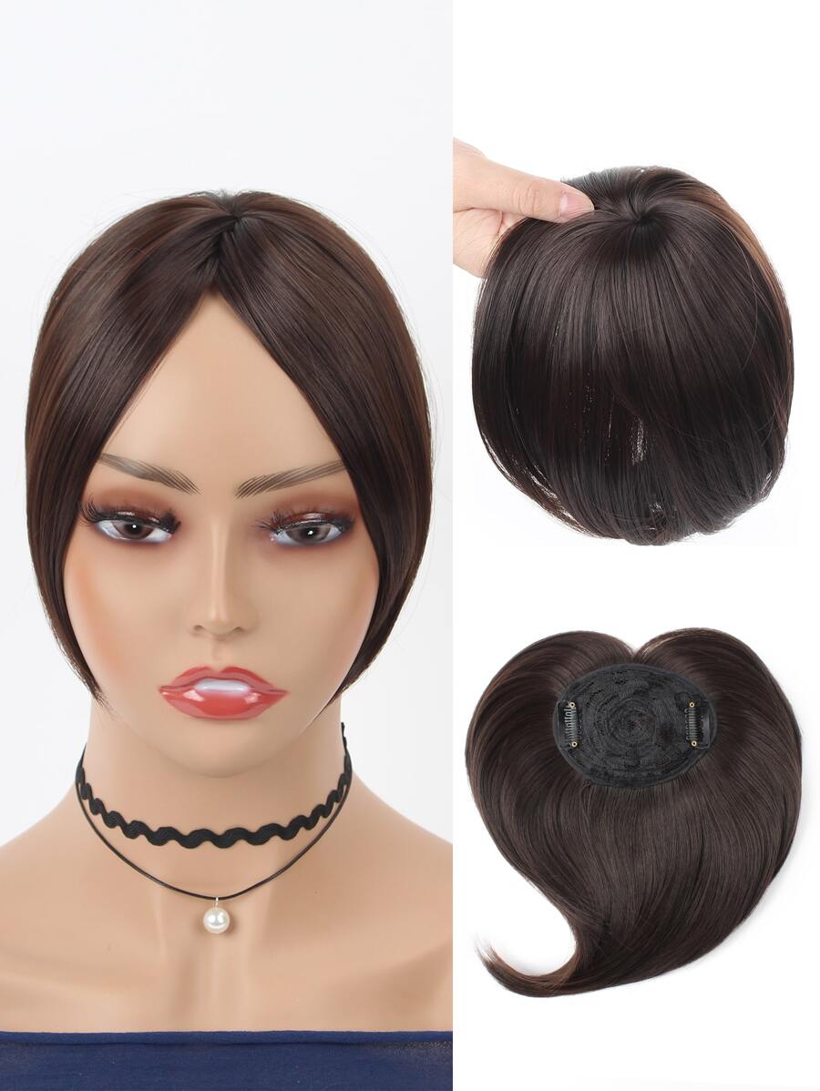 liangyuan Short Straight Synthetic Hair Bangs - Brown - View 1