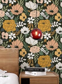 1roll 1m*40cm PVC Wall Paper, Floral Pattern Wall Adhesive Roll For Home - Multicolor - View 2
