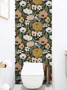 1roll 1m*40cm PVC Wall Paper, Floral Pattern Wall Adhesive Roll For Home - Multicolor - View 4