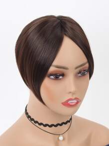 liangyuan Short Straight Synthetic Hair Bangs - Brown - View 4