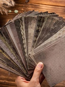 60pcs/Pack Vintage Pattern Material Paper Back To School - Multicolor - View 1