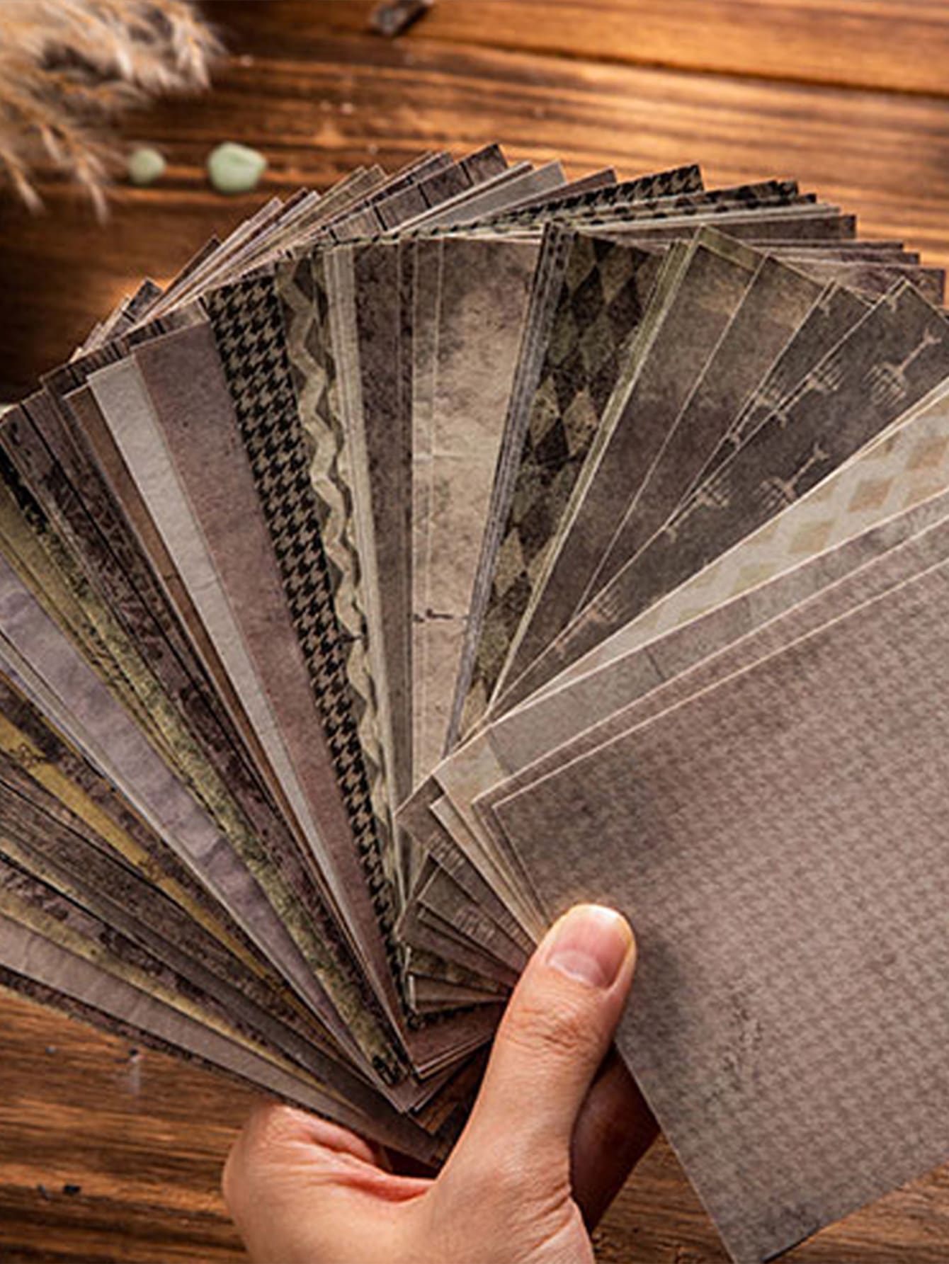 60pcs/Pack Vintage Pattern Material Paper Back To School - Multicolor - View 1