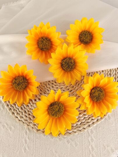 10 件/套塑料人造向日葵头，浪漫仿真花头，适合派对、情人节、礼物