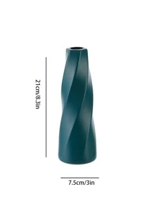 1入組塑料花瓶創意綠色花卉花瓶餐桌裝飾 - 藍色 - 查看 3