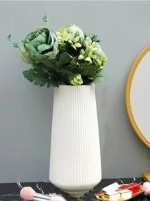 1pc Plastic Flower Vase, Minimalist White Vase For Flower - White - View 1