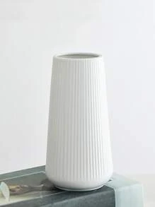 1pc Plastic Flower Vase, Minimalist White Vase For Flower - White - View 3
