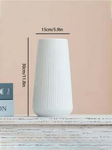 1pc Plastic Flower Vase, Minimalist White Vase For Flower - White - View 4
