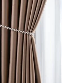 Solid Color Single Panel Curtain, Plain Brown Polyester Blackout Curtain For Home, All Season - Coffee Brown - View 6