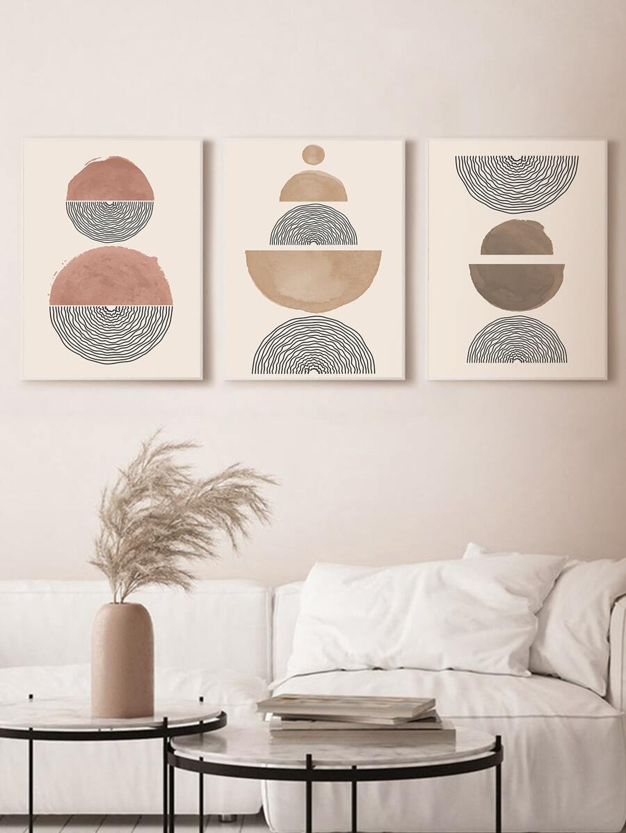 3pcs Chemical Fiber Unframed Painting, Modern Abstract Pattern Unframed Painting For Home - Multicolor - View 1