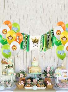 10/18/30 piezas Globos de látex de 12 pulgadas con temática de animales de la selva, decoraciones de fiesta de cumpleaños con lindos dibujos animados - Multicolor - Ver 2