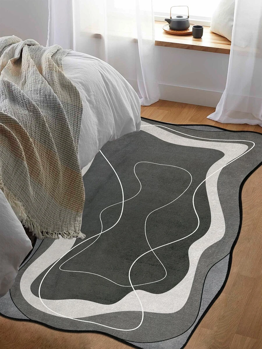 1pc Polyester Rug, Modern Geometric Pattern Bedroom Rug For Living Room - Multicolor - View 1