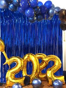 Bộ rèm che mưa bằng lụa đen, phông nền tiệc - Xanh đậm - Xem 1