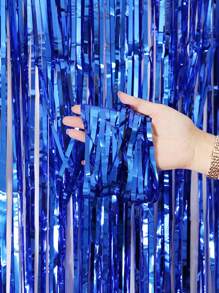 Bộ rèm che mưa bằng lụa đen, phông nền tiệc - Xanh đậm - Xem 2