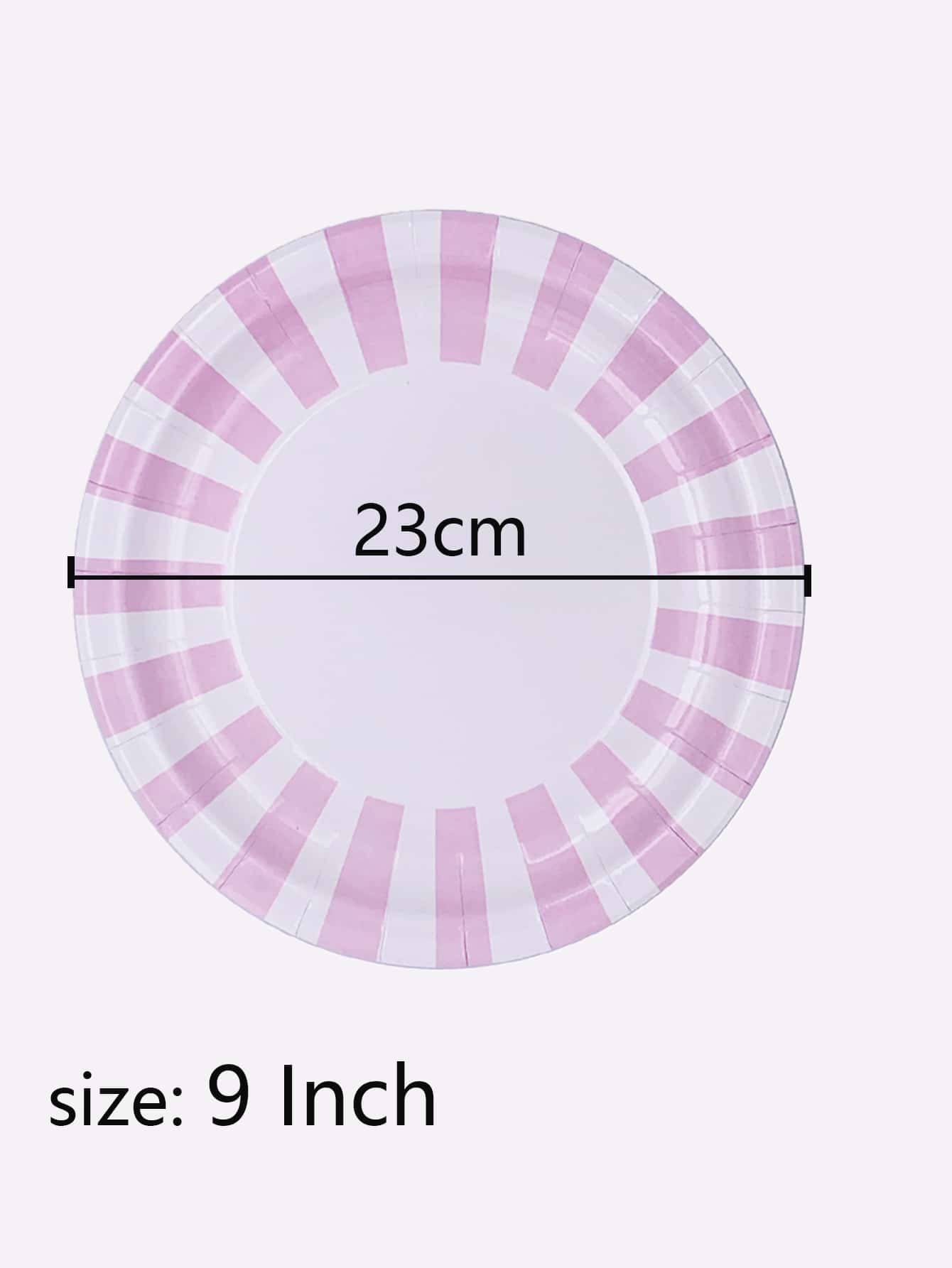 8pcs/set Paper Disposable Plate, Cute Striped Pattern Disposable Dinner