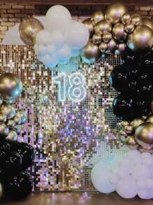 1 Tấm Vải Nền Hình Vuông Màu Bạc Cho Tiệc, Thú Cưng Hiện Đại Chụp Ảnh Màn Nền Cho Ngày Lễ - Bạc - Xem 1