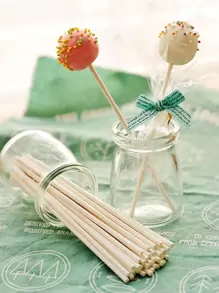 50入組棒棒糖製作棒工具烘焙紙棒棒糖棒 - 白色 - 查看 1