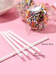 50入組棒棒糖製作棒工具烘焙紙棒棒糖棒 - 白色 - 查看 2