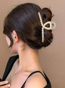 仿珍珠装饰发爪优雅爪夹发夹发夹发夹发夹发夹发夹，学校用品，学院，珍珠发饰秋冬度假装女士