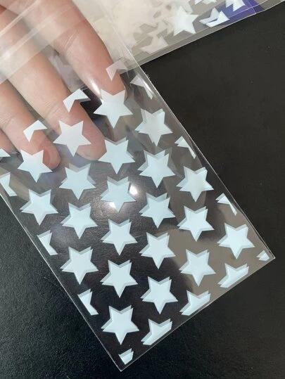 100入組/套星形印花包裝袋用於烘焙簡易塑料透明包裝袋