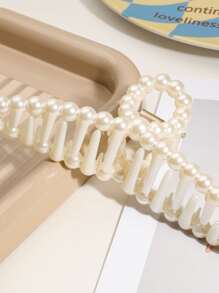 仿珍珠装饰发爪优雅爪夹发夹发夹发夹发夹发夹发夹，学校用品，学院，珍珠发饰秋冬度假装女士