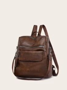 Tassel Decor Functional Backpack For Women, Rookies & White-Collar WorkersLarge Capacity,Classic,CasualFor Teen Girls Women College Students,TeacherCollege,Work ,Business,Commute,Outdoors, Travel, Outings,Shopping,Office,Teacher Gifts - Brown - View 2