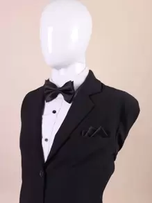 Men Solid Bow Tie & Bandana - Black - View 1