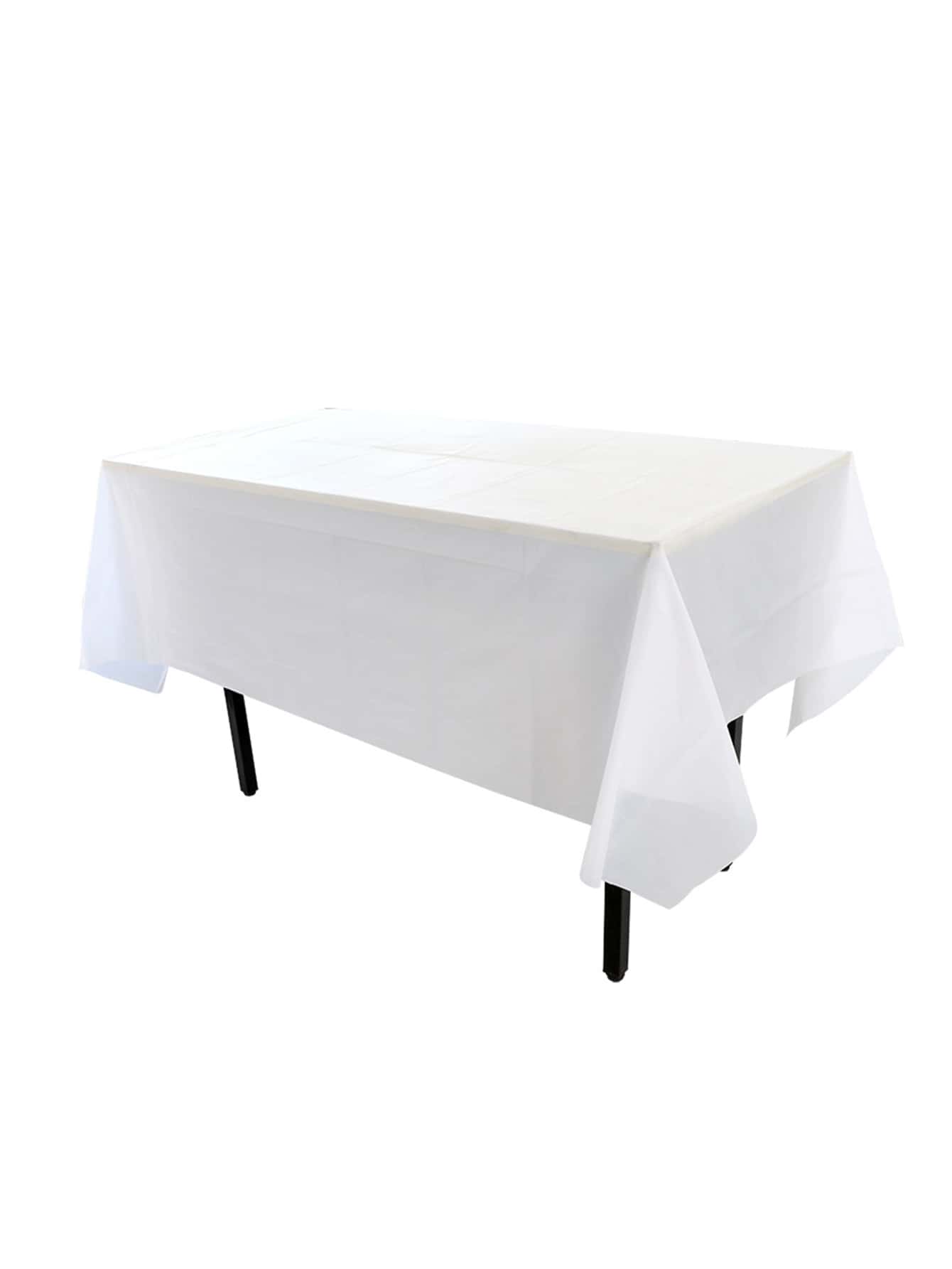 1pc White Disposable Table Cover, Simple PE Disposable Tablecloth For