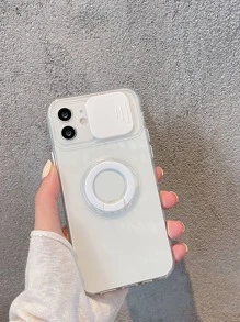 Slide Camera Cover Phone Case With Ring Holder Compatible With IPhone 11,IPhone 13,IPhone 14 Pro Max - White - View 1