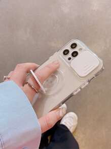 Slide Camera Cover Phone Case With Ring Holder Compatible With IPhone 11,IPhone 13,IPhone 14 Pro Max - White - View 5