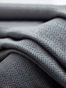 Polyester Single Panel Curtain, Modernist Herringbone Pattern Single Panel Blackout Curtain For Bedroom And Living Room - Dark Grey - View 2