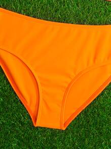 Conjunto de bikini con estampado de frutas y ribete de volantes para niña preadolescente, verano playa - Multicolor - Ver 3