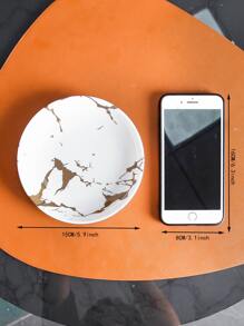 1入組大理石圖案盤子餐桌用現代圓形餐盤 - 白色 - 查看 3
