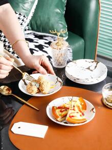 1入組大理石圖案盤子餐桌用現代圓形餐盤 - 白色 - 查看 6