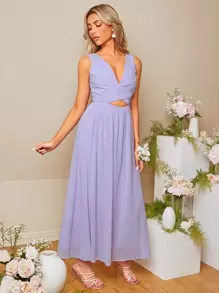 SHEIN Belle Cut Out Front Bridesmaid Dress - Lilac Purple - View 5