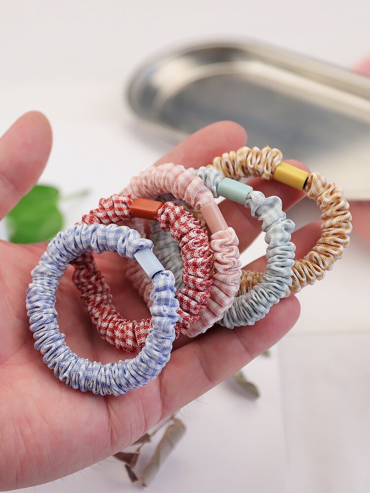 5pcs Plaid Pattern Scrunchie - Multicolor - View 2