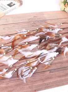 波西米亞風羽毛裝飾髮帶 - 彩色 - 查看 4