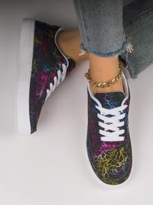 女士防滑前綁帶閃電圖案休閒運動戶外板鞋 - 彩色 - 查看 2