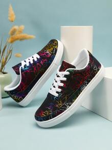 女士防滑前綁帶閃電圖案休閒運動戶外板鞋 - 彩色 - 查看 4