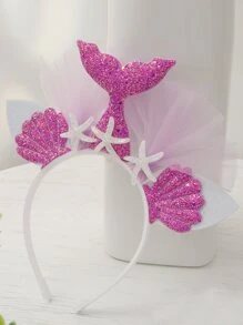 1入組塑料派對道具-頭帶卡通美人魚和海星裝飾派對頭帶