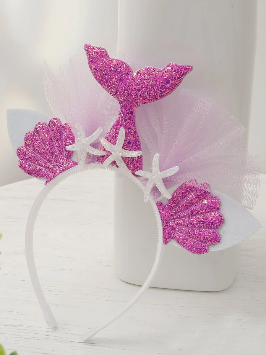 1入組塑料派對道具-頭帶卡通美人魚和海星裝飾派對頭帶