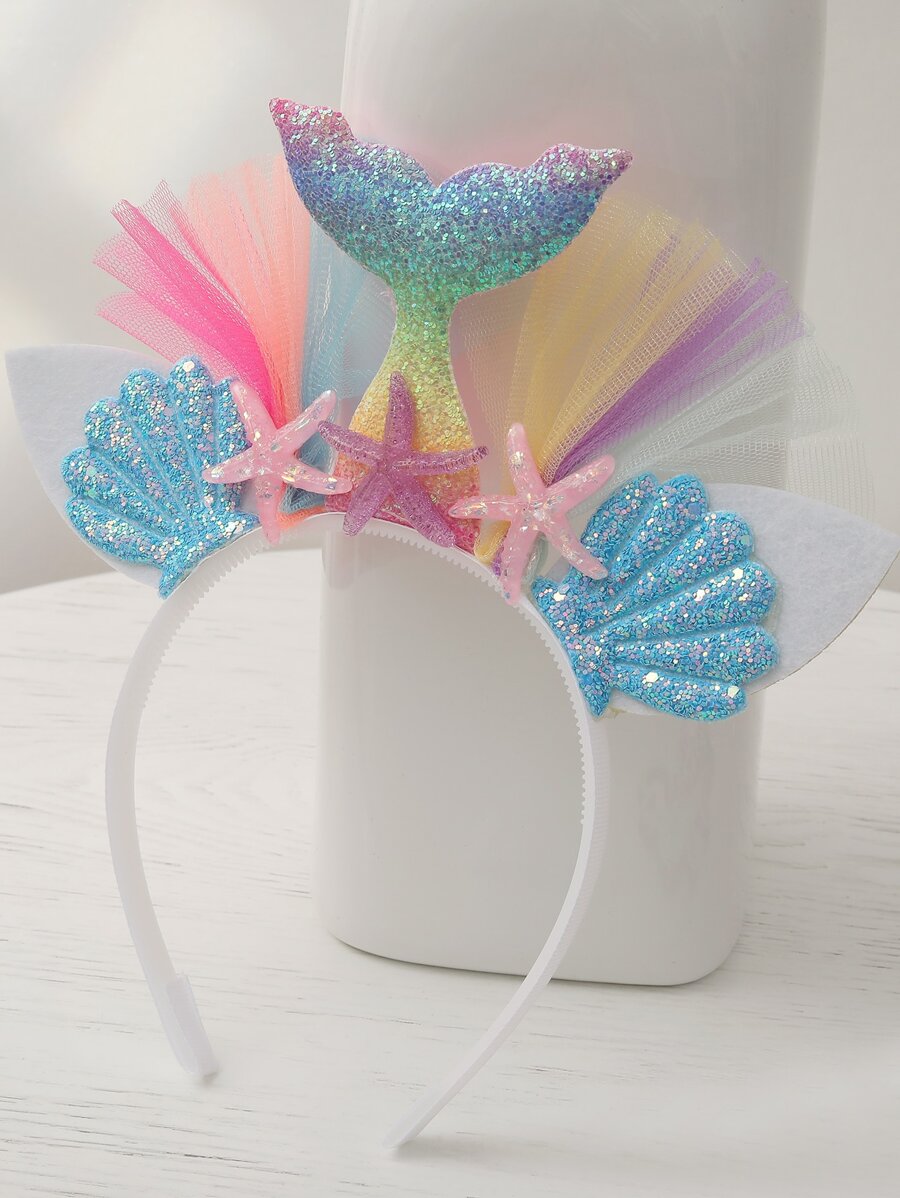 1入組塑料派對道具-頭帶魚尾和海星裝飾裝扮頭帶派對照片道具 - 彩色 - 查看 1